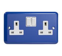 Varilight 2-Gang 13A Double Pole Switched Socket Reflex Blue
