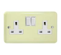 Varilight 2-Gang 13A Double Pole Switched Socket Xy5W.wc White Chocolate