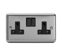 Varilight - 2 Gang 13 Amp Double Switched Socket Matt Chrome - XS5B