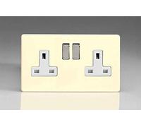 Varilight Double Switched Socket 13A Double Pole Screwless White Chocolate