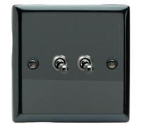 Varilight Double Toggle Light Switch 2-Way - Classic Iridium With Iridium Toggles, Xit2