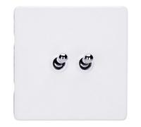 Varilight Double Toggle Light Switch 2-Way - Screwless Primed Ready To Paint With Chrome Toggles, Xdyt2S.pd