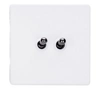 Varilight Double Toggle Light Switch 2-Way - Screwless Primed Ready To Paint With Iridium Toggles, Xdyt2Is.pd