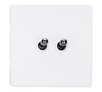 Varilight Double Toggle Light Switch 2-Way - Screwless Primed With Iridium Toggles, XDYT2IS.PD