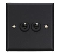 Varilight 2-Gang Toggle Switch XYT2.MB - 10A 1- or 2-Way - Urban Matt Black with Iridium Toggles