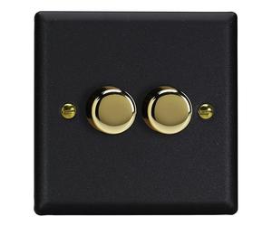 Varilight Double V-Pro Multiway Companion Controller - Vogue Matt Black With Polished Brass Knob, JYS2V.MB