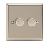 Varilight Double V-Pro Rotary 2-Way Led Dimmer 2 X 0-120W - Classic Satin With Satin Knob, Jnp252