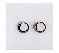 Varilight Double V-Pro Rotary 2-Way Led Dimmer 2 X 0-120W - Screwless Primed Ready To Paint With Iridium Knobs, Jdyp252Is.pd