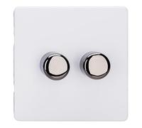 Varilight Double V-Pro Rotary 2-Way LED Dimmer 2 x 0-120W - Screwless Primed With Iridium Knobs, JDYP252IS.PD