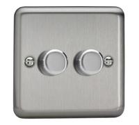 Varilight Classic V-Pro Matt Chrome 2 Gang LED Dimmer Switch 1 or 2 Way