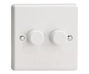 Varilight Double V-Pro Rotary 2-Way Led Dimmer 2 X 0-120W White Plastic With White Knob, Jqp252W