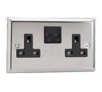 Varilight Double V-Pro Smart Wi-Fi Socket - Classic Mirror Chrome With Black Insert, Xc5Vsb