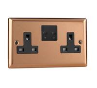 Varilight Double V-Pro Smart Wi-Fi Socket - Urban Polished Copper With Black Insert, Xy5Vsb.cu