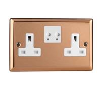 Varilight Double V-Pro Smart Wi-Fi Socket - Urban Polished Copper With White Insert, Xy5Vsw.cu