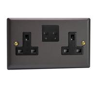 Varilight Double V-Pro Smart Wi-Fi Socket - Vogue Slate With Black Insert, Xy5Vsb.sl