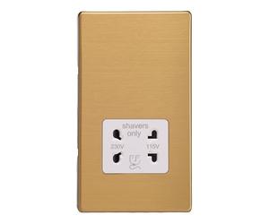 Varilight Dual Voltage Shaver Plug Socket 240V/115V 240V/115V Brushed Brass XDBSSWS