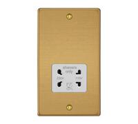 Varilight Dual Voltage Shaver Socket 230V/115V Brushed Brass Finish - Compact Indoor Bathroom Outlet