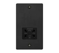 Varilight Dual Voltage Shaver Socket 230V/115V Matt Black Xdessb.mb - Compact Bathroom Wall Socket