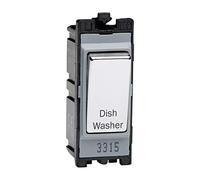 Varilight Engraved 20A 1-Way Double Pole Switch 'Dishwasher' PowerGrid Chrome - G201DC.DW