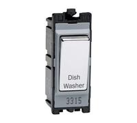 Varilight Engraved 20A 1-Way Double Pole Switch 'dishwasher' Powergrid Chrome G201Dc.dw