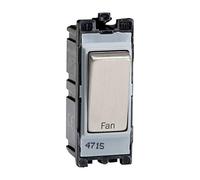 Varilight Engraved 20A 1-Way Double Pole Switch 'Fan' PowerGrid Steel - G201DS.FN
