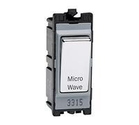 Varilight Engraved 20A 1-Way Double Pole Switch 'Microwave' PowerGrid Chrome - G201DC.MW