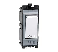 Varilight Engraved 20A 1-Way Double Pole Switch 'Oven' PowerGrid Chrome - G201DC.OV