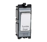 Varilight Engraved 20A 1-Way Double Pole Switch 'Tumble Dryer' PowerGrid Chrome - G201DC.TD