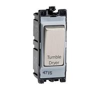 Varilight Engraved 20A 1-Way Double Pole Switch 'Tumble Dryer' PowerGrid Steel - G201DS.TD