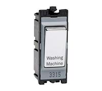 Varilight Engraved 20A 1-Way Double Pole Switch 'Washing Machine' PowerGrid Chrome - G201DC.WM