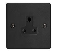 Varilight Es 1-Gang 5A Round Pin Socket Matt Black 1 Pole Push-Fit Plastic Finish