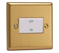 Varilight Fan Isolator Switch - Classic Brushed Brass With White Rocker, Xbfiw