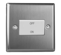 Varilight Fan Isolator Switch - Classic Brushed Steel With White Rocker