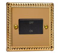 Varilight Fan Isolator Switch - Classic Georgian Brass With Black Rocker, Xgfib