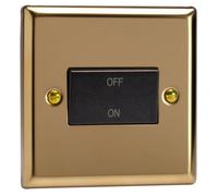 Varilight Fan Isolator Switch - Classic Victorian Brass With Black Rocker, Xvfib