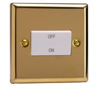 Varilight Fan Isolator Switch - Classic Victorian Brass With White Rocker, Xvfiw