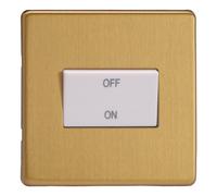 Varilight Fan Isolator Switch - Screwless Brushed Brass With White Rocker, Xdbfiws