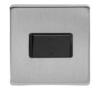 Varilight Fan Isolator Switch - Screwless Brushed Steel With Black Rocker, XDSFIBS