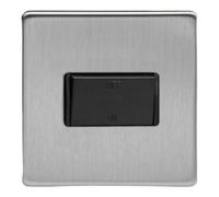 Varilight Fan Isolator Switch - Screwless Brushed Steel With Black Rocker, Xdsfibs