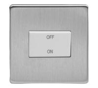 Varilight Fan Isolator Switch - Screwless Brushed Steel With White Rocker, XDSFIWS