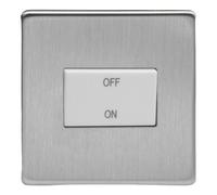 Varilight Fan Isolator Switch - Screwless Brushed Steel With White Rocker, Xdsfiws