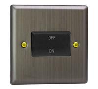 Varilight Fan Isolator Switch - Urban Antique Brass With Black Rocker, Xyfib.ab