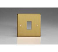 Varilight Flat Plate Powergrid Brushed Brass 1 Gang Faceplate