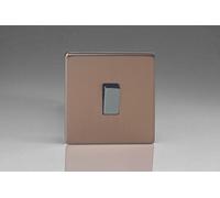 Varilight Flat Plate Screwless Brushed Bronze 1 Gang Intermediate 10 Amp Light Switch