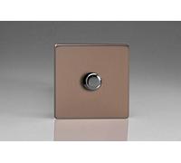 Varilight Flat Plate Screwless Brushed Bronze V-Pro - 1x 400W 2-Way Push-on Push-Off Trailing Edge LED Dimmer