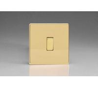 Varilight Flat Plate Screwless Polished Brass 1-Gang Light Switch Xdv1S