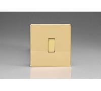 Varilight Flat Plate Screwless Polished Brass 1-Gang Light Switch XDV1S in Yellow Varilight Yellow