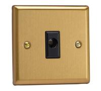 Varilight Flex Outlet Plate - Classic Brushed Brass With Black Insert, Xbfob