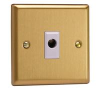 Varilight Flex Outlet Plate - Classic Brushed Brass With White Insert, Xbfow