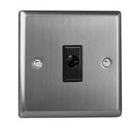 Varilight Flex Outlet Plate - Classic Brushed Steel With Black Insert, Xtfob